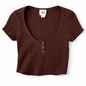 BDG Women's Chocolate Ribbed Crop Top